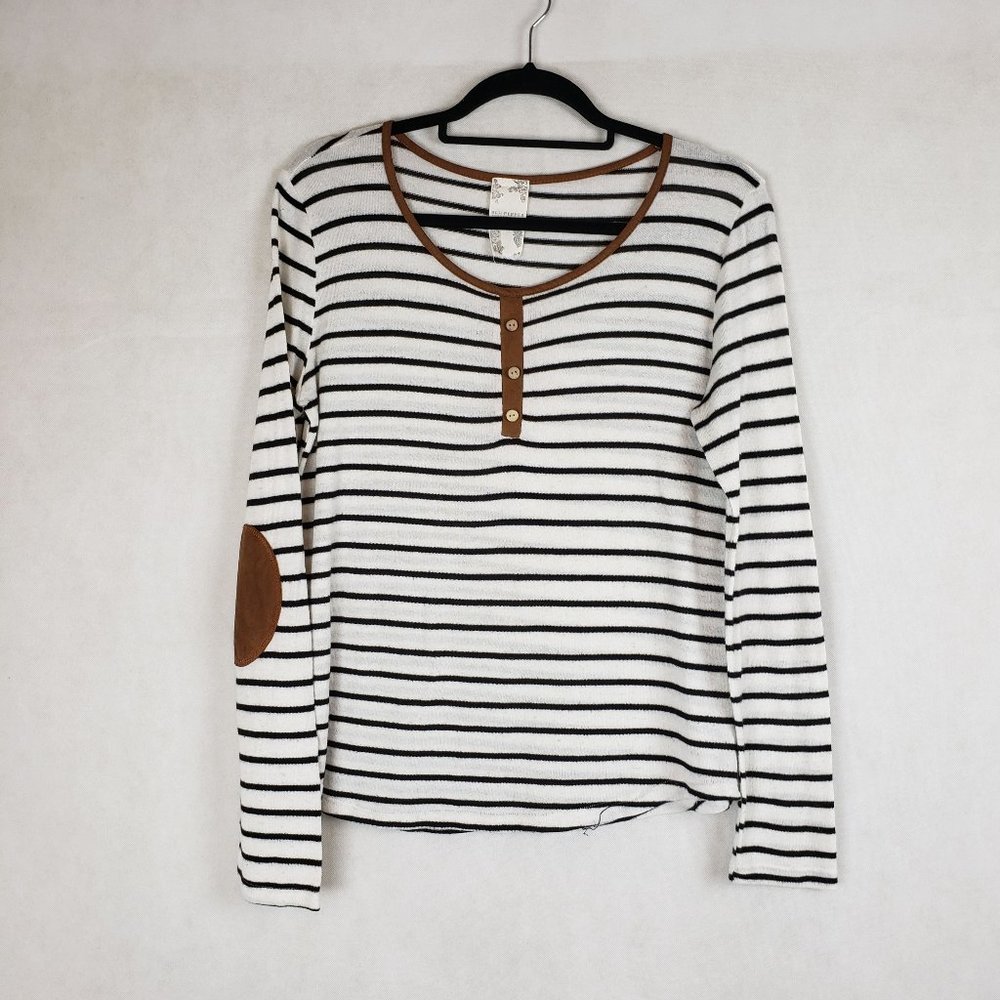 Blu pepper stripped elbow patch shirt size m